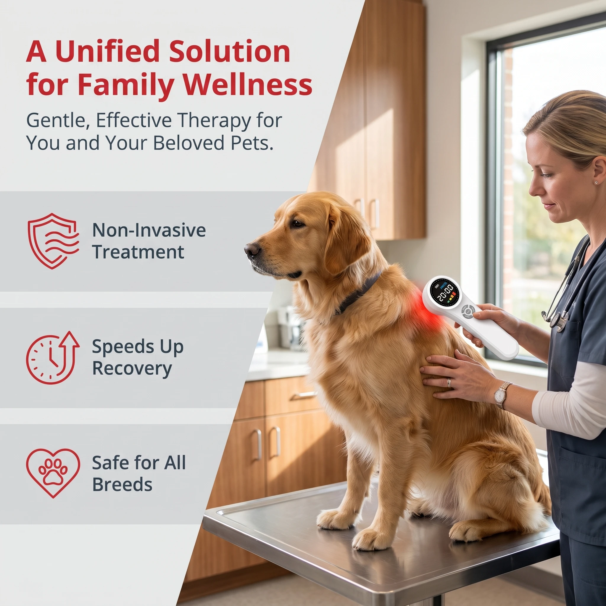 Toponechoice Cold Laser Therapy Machine 24 Diodes 660nm 810nm 980nm Red Infrared Light for Human Pets Home Use Pain Relief