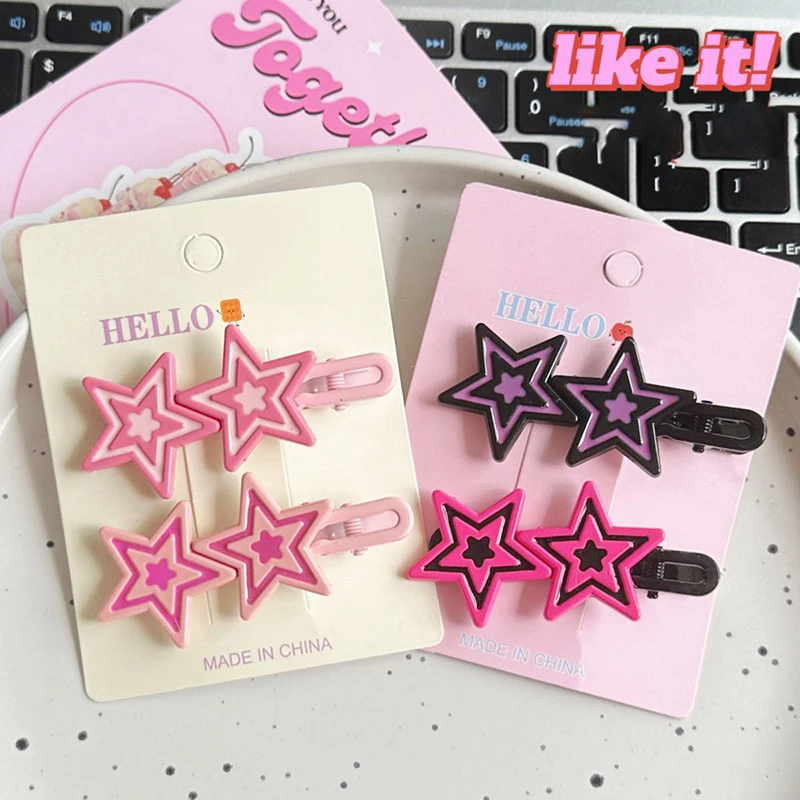 New Pink Hair Accessories Star Series Hairpin Cute Girl Heart Fringe Seaside Clip Fashion Side Fringe Duck Beak Clip