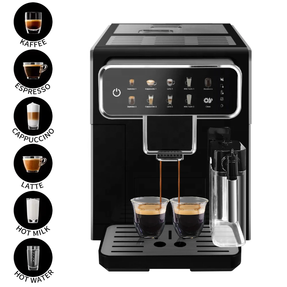 Comercial totalmente automático cafeteira inteligente cafeteira espresso kaffeemaschine cappuccino latte máquina de café com tanque de leite