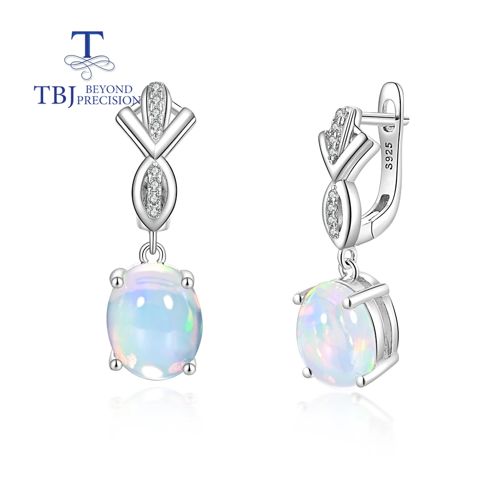 

Simple design 925 Sterling Silver clasp earrings Colorful natural oval 8*10mm ethiopia opal fine jewelry for women Festival gift