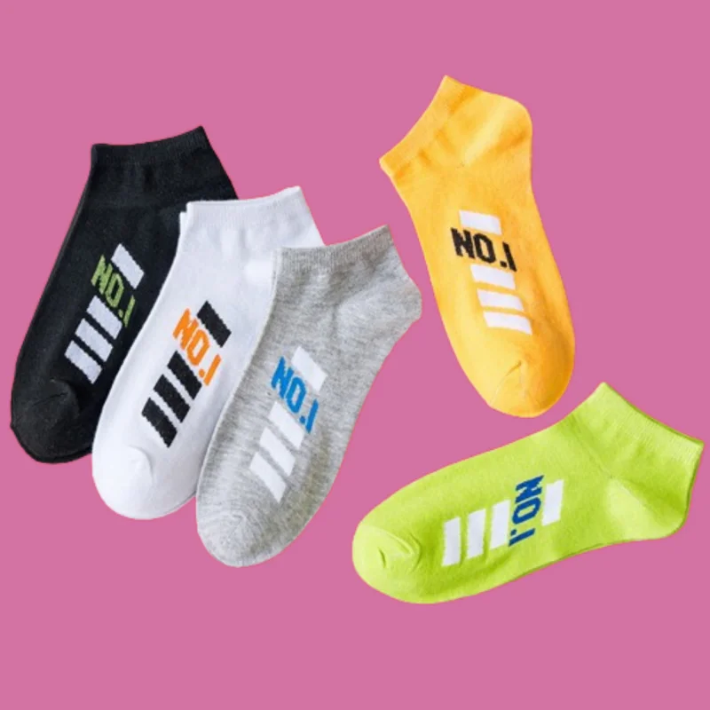 10/20 Pairs Breathable Men's Short Socks Spring and Summer Shallow Mouth 2024 Basketball Boat Socks Trendy Letters Sports Socks