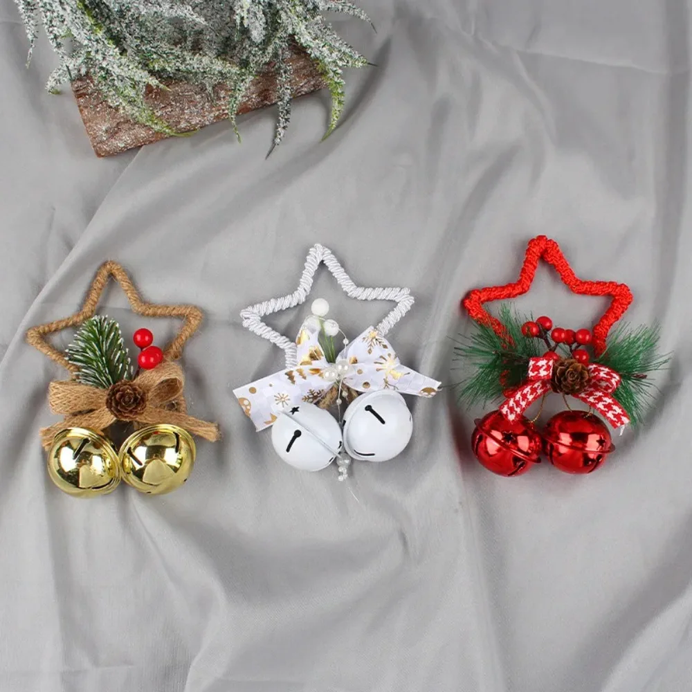 Christmas Five-pointed Star Bell Accessories Pendant DIY Christmas Tree Pendant Bow Bell Cabinet Window Props