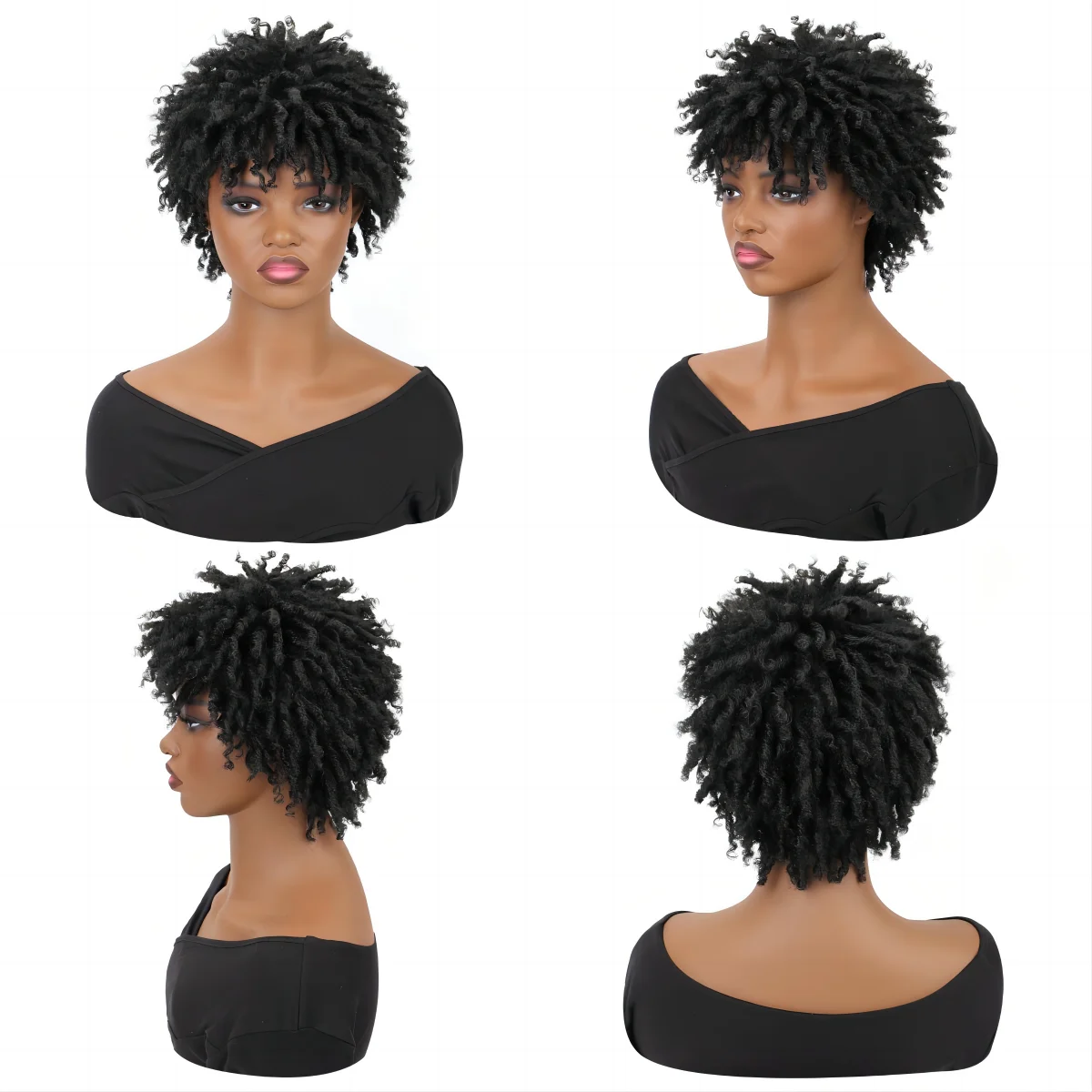 Short Afro Dreadlock Wig Curly Faux Locs Hair Wigs Short Dreadlock Wig for Black Women And Men Afro Kinky Twist Wig