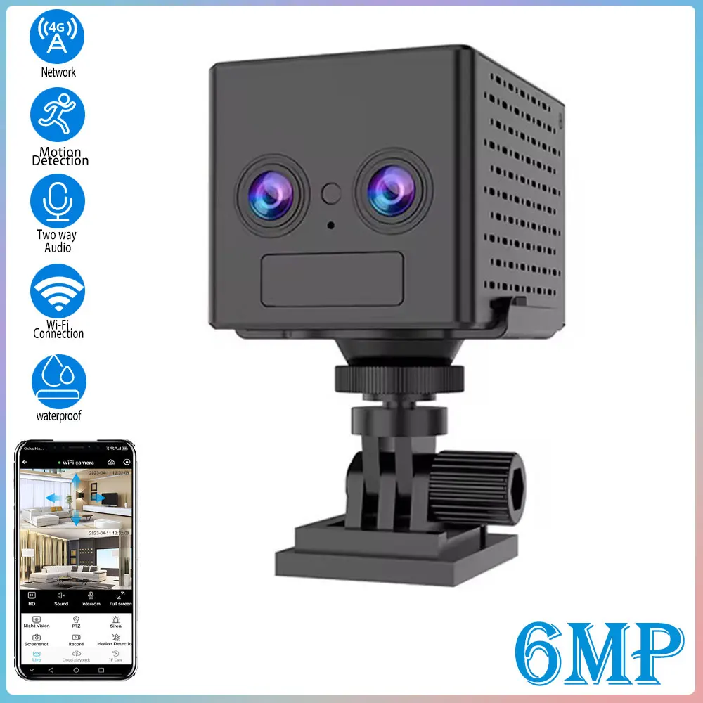 

6mp 4g indoor camera safety protection monitoring intelligent automatic tracking baby monitor two-way voice camera