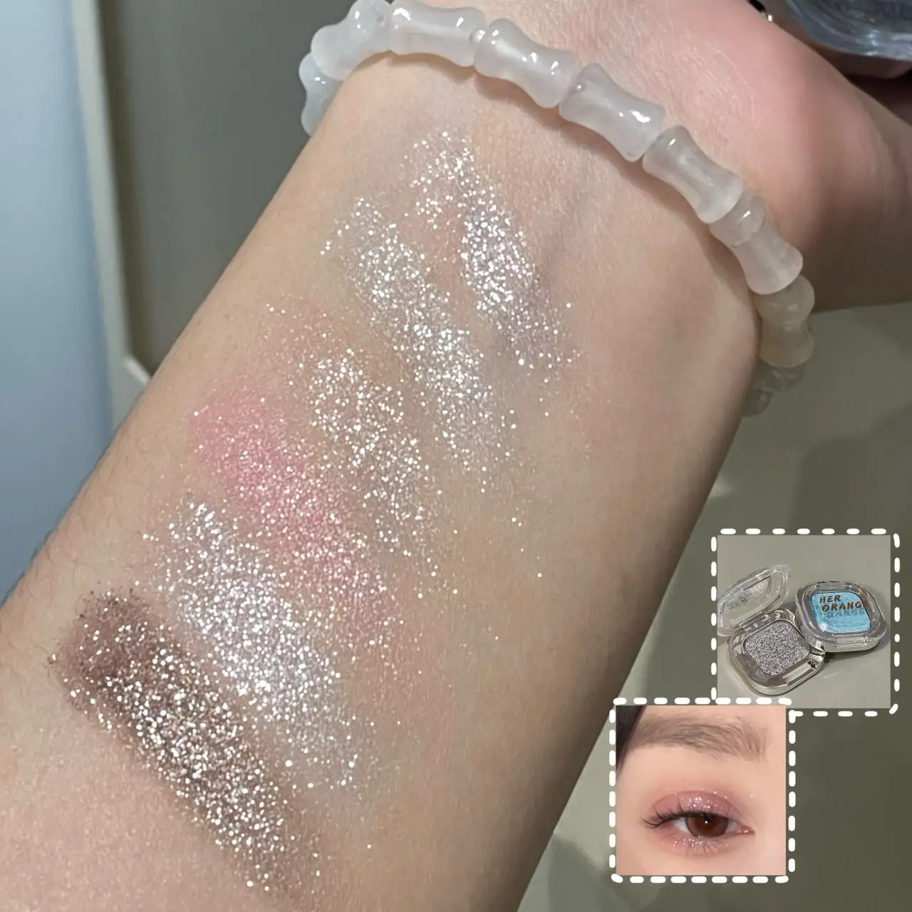 HERORANGE – Palette de fards à paupières monochromes, breloque scintillante, Explosion nacrée, polarisée, éclaircissante, point culminant du ver à soie