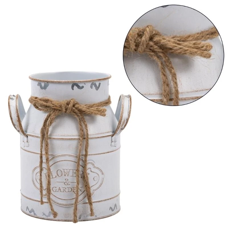 Shabby Flower Vase Milk Can Flower Bucket Metal Bucket Pitcher Vintage C5AD