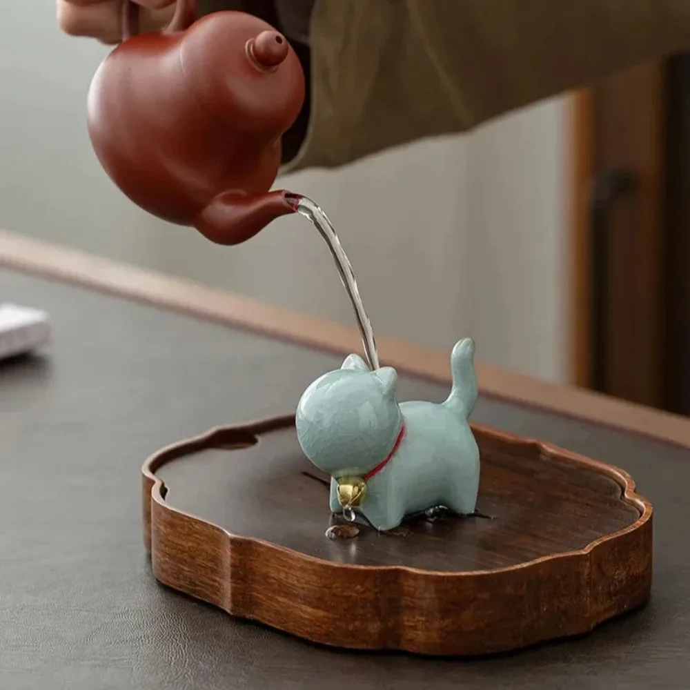 Creative Ceramics Cute Kitten Ornament Animal Micro Landscape Tea Pet Indoor Desktop Ornaments Tea Set Accessories Tea Play