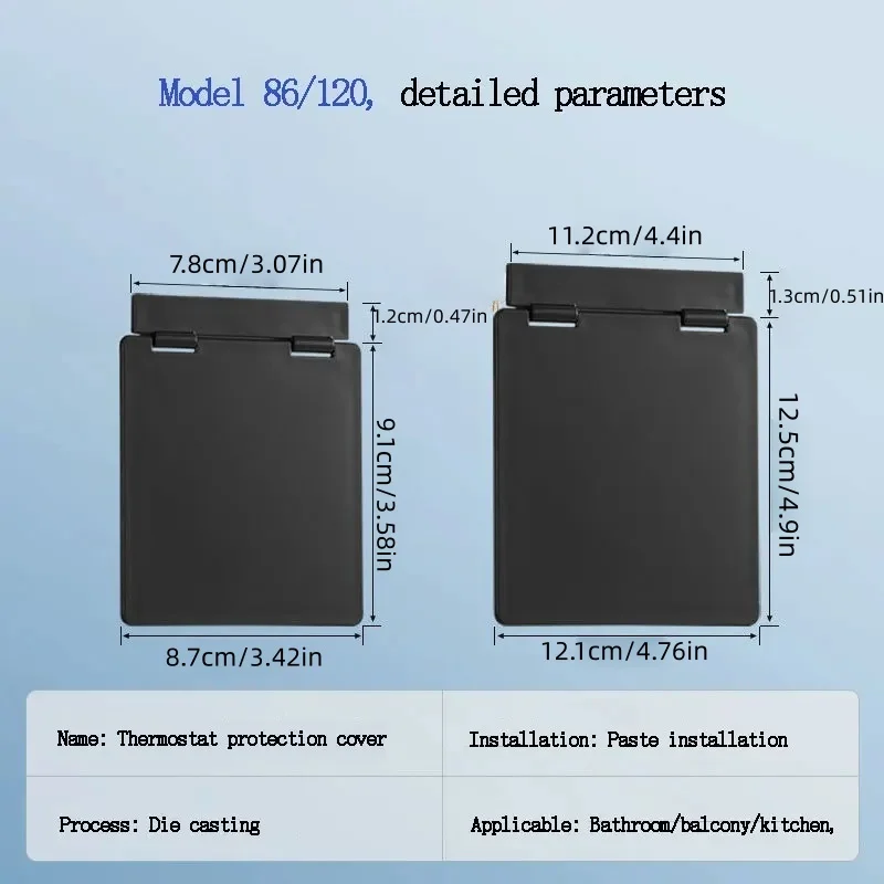 86 Bathroom Bath Heater Switch Socket Thermostat Waterproof Transparent Protection Cover Self-Adhesive Splash Box