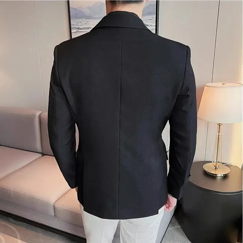 High Quality Suit Men\'s British Style Slim Elegant Fashion Business Casual Dress Tuxedo Spliced Collar Plover Case Blazer Jacket