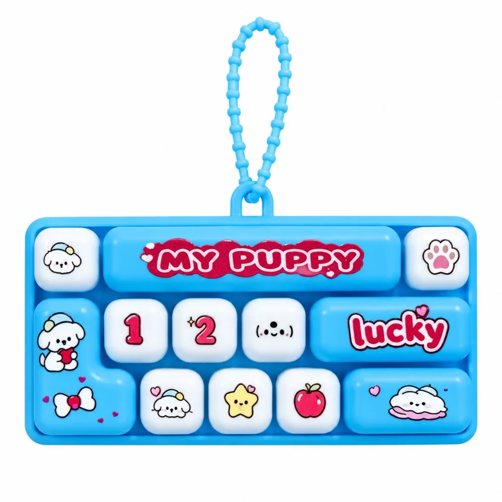 Cartoon 12 Keys Keyboard Keychain Mini Pressable Keys Keyboard Clicker Keychain Creative Clicker Sound Fingertip Button Keyring