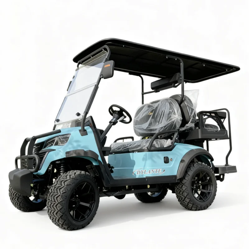 الصين الصانع باستمرار 60 فولت 4KW مخصص على الطرق الوعرة سيارة كهربائية سرعة 4 مقعد عربة جولف كهربائية محمولة