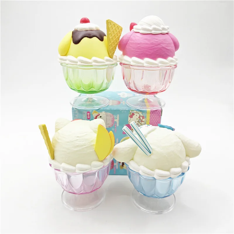 4Pcs Cute Sanrio Characters Cup Figures Pom Pom Purin My Melody Cinnamoroll Toy Desktop Ornament Anime Peripheral Gifts