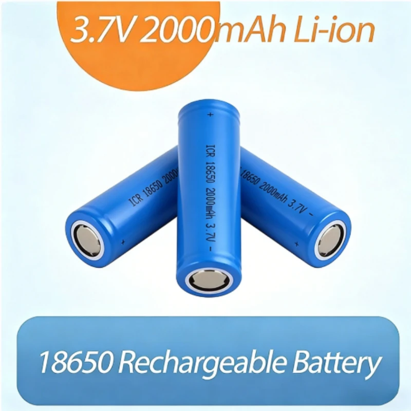 18650 2000mAh 3.7V battery ICR18650 rechargeable lithium-ion battery suitable for flashlight power bank replacement battery