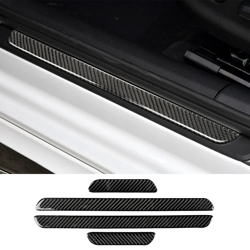 

4pcs Car Door Sill Protection Decor Carbon Fiber Threshold Pedal Stickers Trim For Audi A3 8V 2014-2019 Auto Inside Accessories