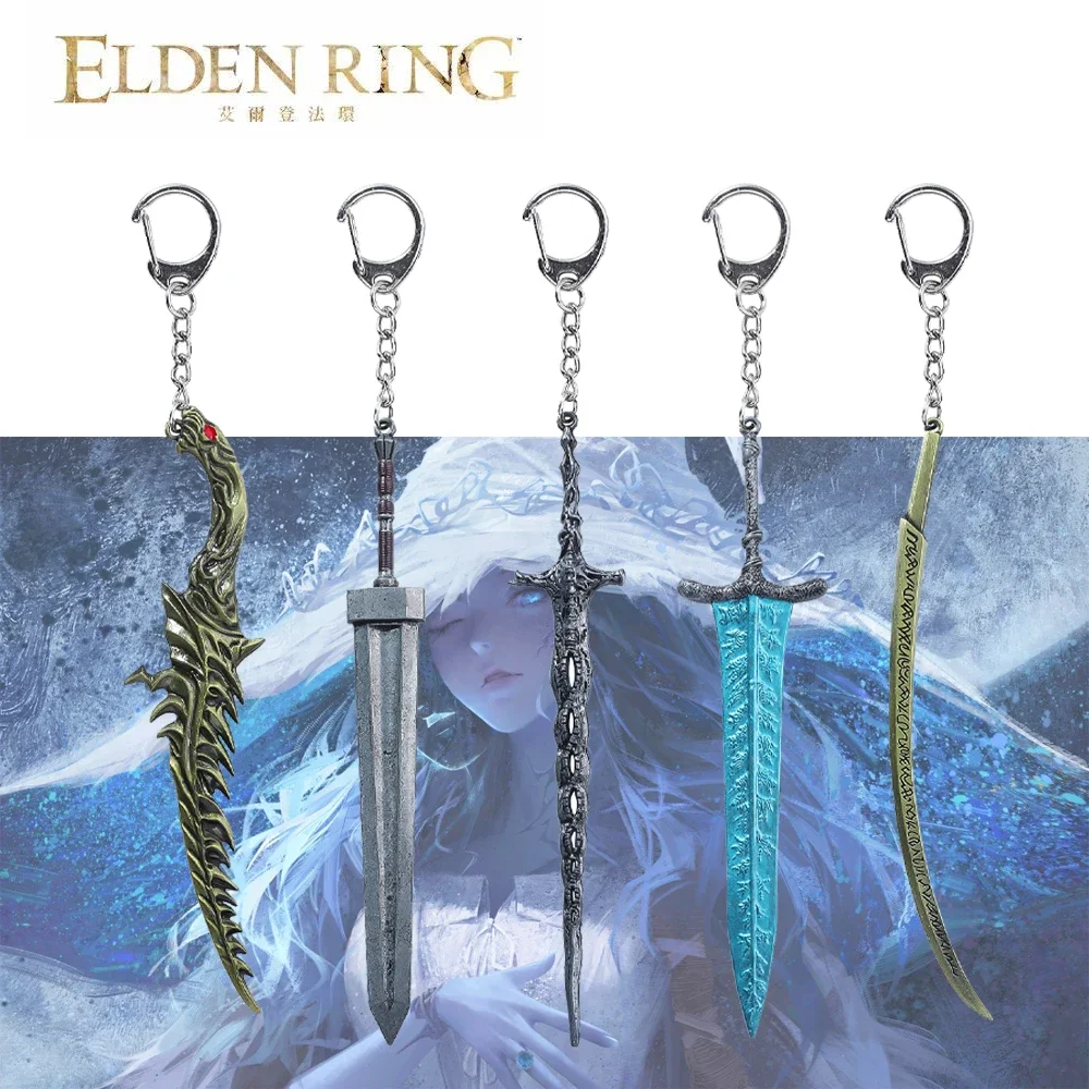 Game Darkmoon Claymore Prosthesis Sword Keychain Pendant Elden Death Dagger Ring Game for Women Men Keyring Gift Accessories