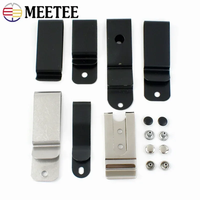 Meetee 2/5Pcs Metal Belt Clip Buckle Sheath Clips Clasp Double Holes Spring Hook Wallet Pocket Holder Loop Buckles Accessories