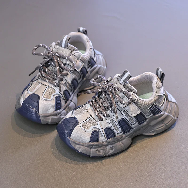 Children Mesh Sneakers New Boys Girls Patchwork Chunky Sneakers for Outdoor Running Breathable Causal Kids School Sports Shoes