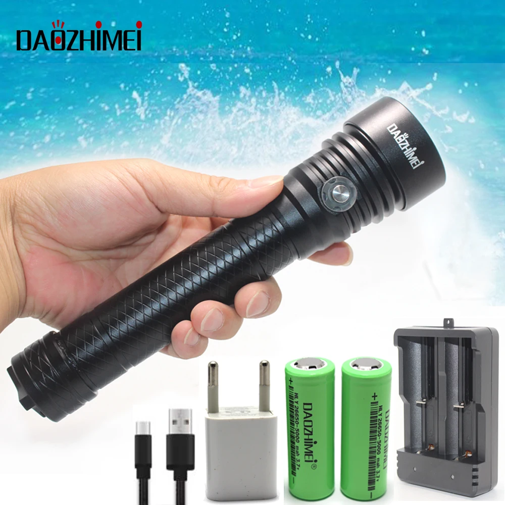 

6000LM profession Diving flashlight 3*L2 LED Super Bright underwater 100M Waterproof Dive Swimming Lamp Lantern fishing