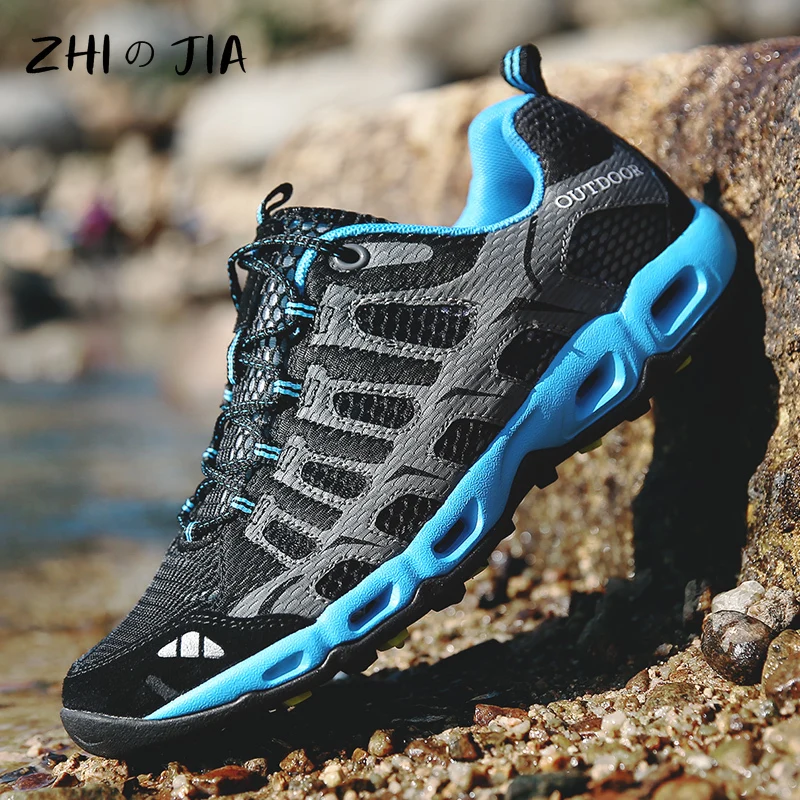 

35-46 Summer Breathable Mesh Wading Footwear Couples Outdoor Hiking and Mountaineering Shoes Men's Large Casual Sneaker