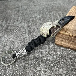 Nostalgia Norse Odin Raven Crow Skeleton Keychain Viking Pirate Runes Bead Paracord Resin Eagle Head Keyring Halloween Jewelry