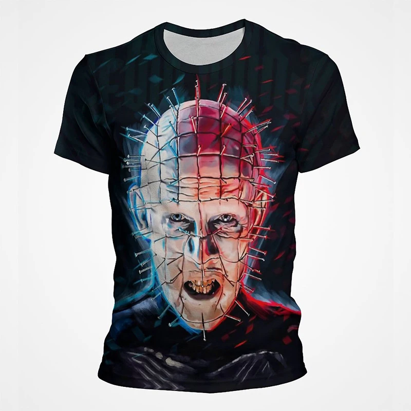 فيلم الرعب Hellraiser ثلاثية الأبعاد مطبوعة تي شيرت الرجال النساء موضة عادية المتضخم قصيرة الأكمام تي شيرت الذكور تيز القمم رجل الملابس
