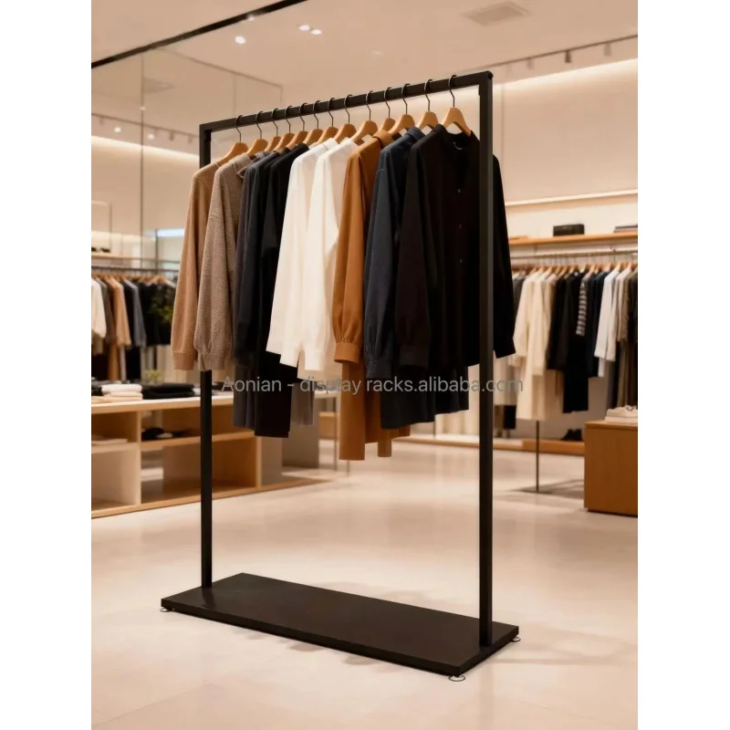 custom.Customized Black Iron Clothing Display Rack Chromed Surface Easy Assembly Indoor Men's Clothing Stor