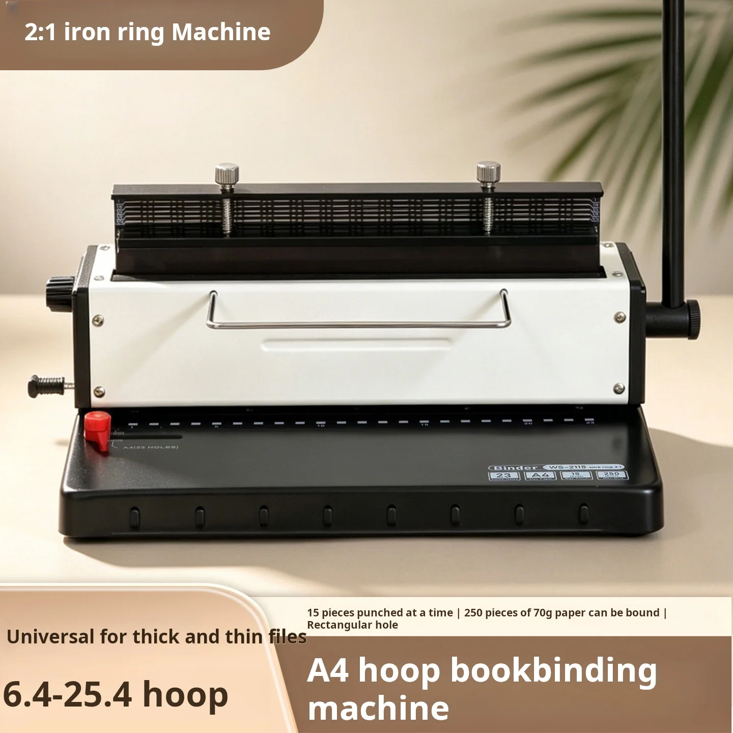 hit product2:1 Pitch Wire Binding Machine Square-Hole Punching & Manual Wire-Closing Machine for Desk and Wall Calendars