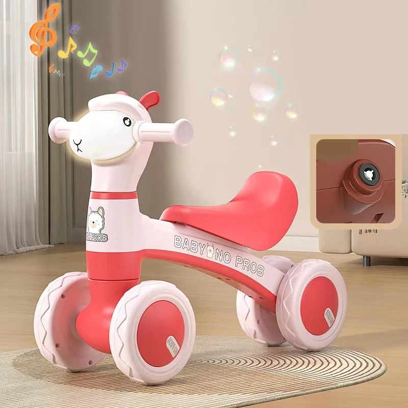 Coche deslizante de edición de lujo, Scooter de Alpaca, carrito para caminar con equilibrio de cuatro ruedas para bebés de 1 a 3 años, andador de aprendizaje para niños