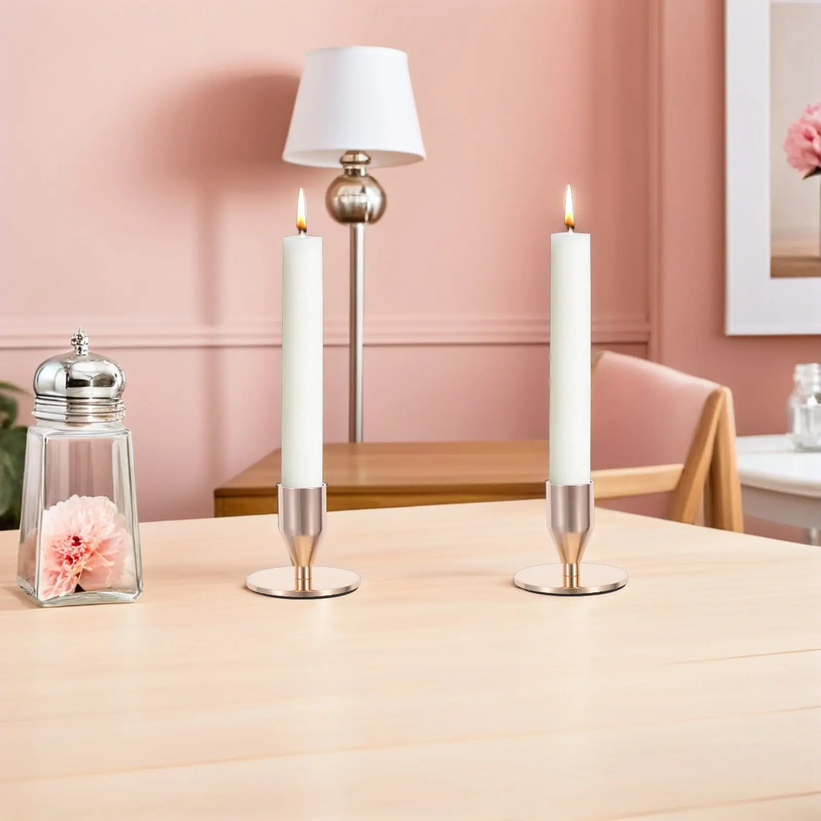 

2Pcs Vintage Metal Holders Iron Candlestick Retro Style for Home Decor Wedding Party Pillar Taper Centerpiece