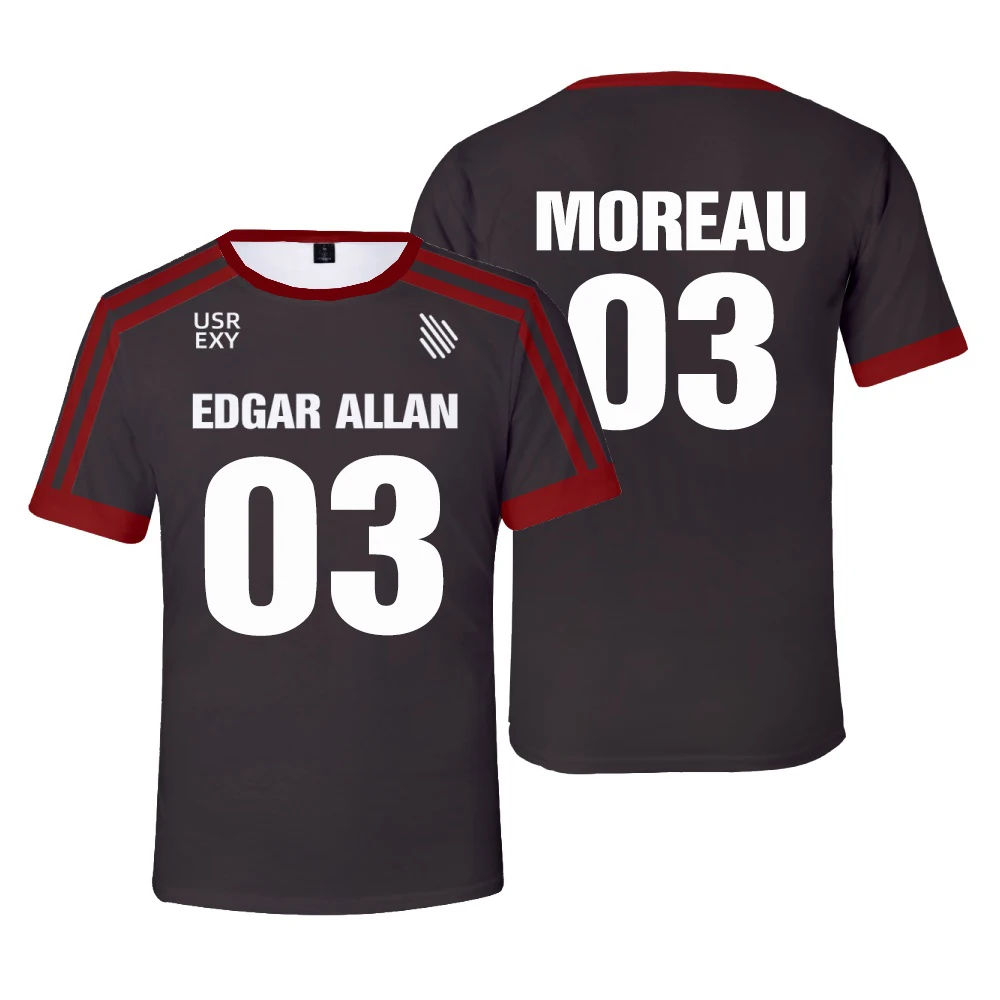 2022 3D Die Schützenloch Gericht Edgar Allan Ravens Lacrosse Jersey Cosplay MORIYAMA KNOX T-shirt 3d Druck Männer Frauen Kleidung