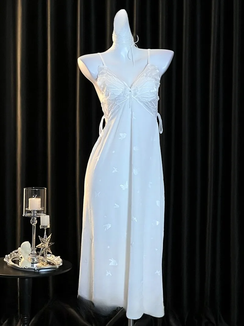 

Bow Print Halter Cushion Nightgown,Romantic Home Pajamas for Women,High-End Pure Desire Style,Soft and Sensual Nightwear,Perfect