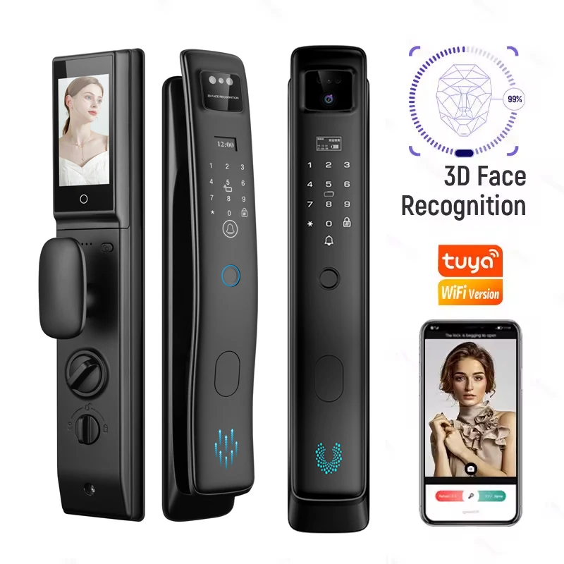 التعرف على الوجه قفل ذكي تويا فيديو إنترفون واي فاي بصمة الباب آمن الوصول إلى شقة المنزل