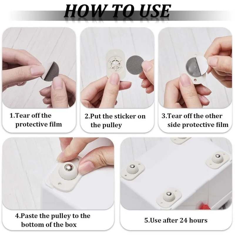 4~120PCS Adhesive Universal Ball Pulley Silent Movable Small Wheel Household Accessory Wear-resistant Load-bearing Foot Wheel