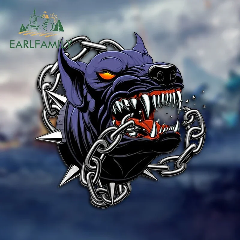 EARLFAMILY 13cm X 12.7cm For Bulldog Animal Fierce Break Chains Car Stickers Fashionable Scratch-Proof Decals Car Accessories