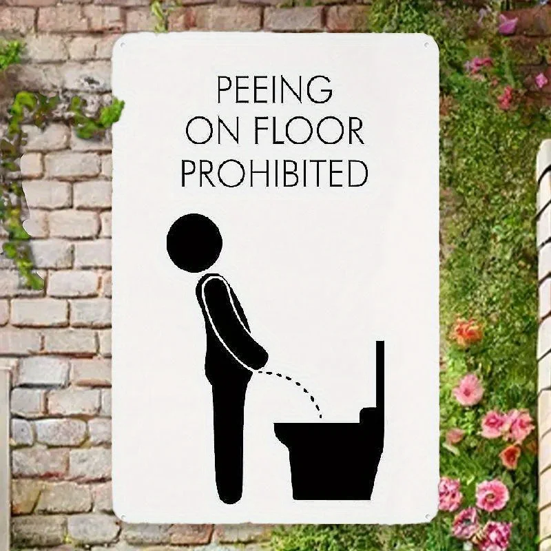 Peeing Bathroom Funny Funny Retro Metal Sheet Signs 8x12inch, Wall Decoration Wall Decor For Home Bedroom Bar Country G