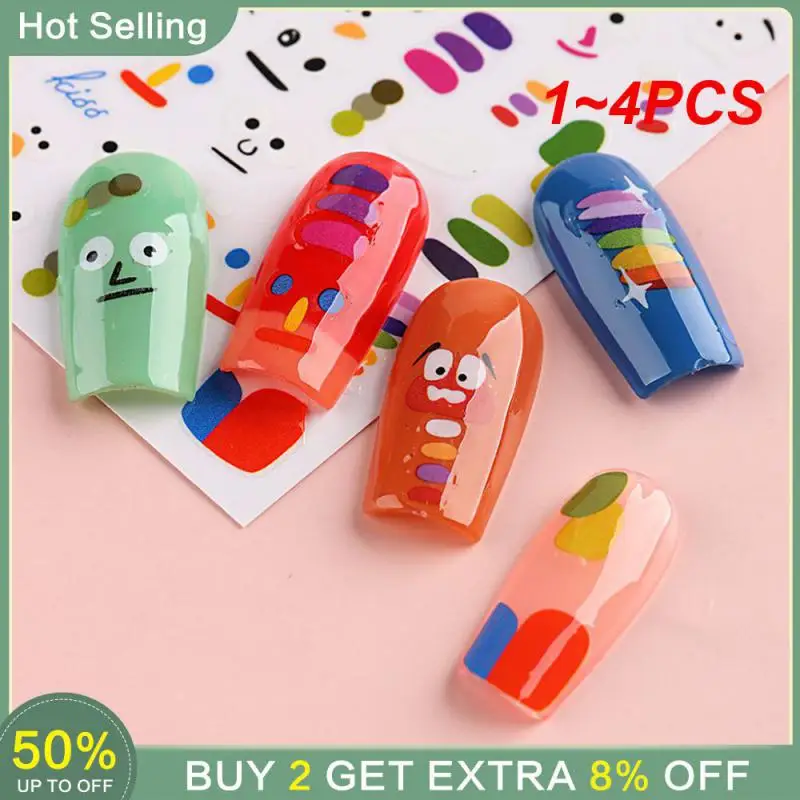 1~4PCS 3d Sticker For Nail Mixed Style Plastic Little Man Sticker Manicure Nail Accessories Expression Sticker Nails