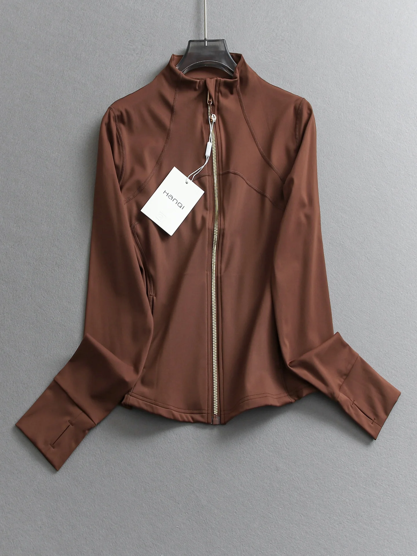 Fitness Casual Long Sleeve Stand Collar Running Jacket Quick Dry Yoga Women's Outerwear Elastic Slimming Moisture Wicking