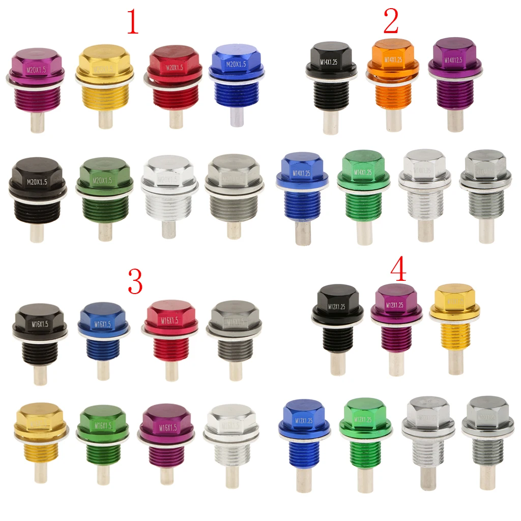 M20X1.5 Cárter de aceite de motor magnético anodizado / Tapón de perno de drenaje de transmisión apto para