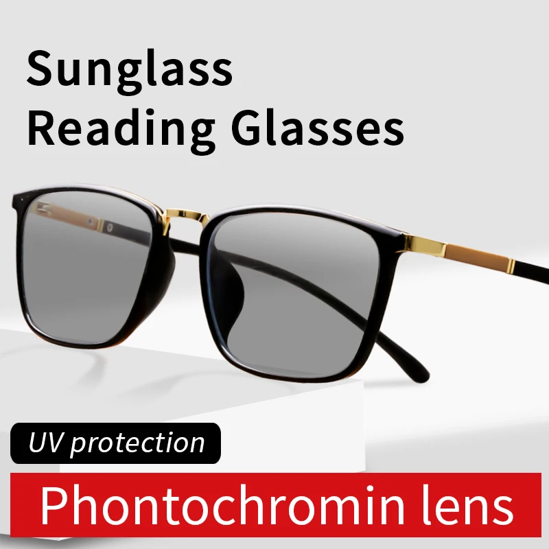 Photochromic Reading Glasses UV400 Sunglasses for Men, Hard & Multi-coated Lens,Presbyopia Eyeglasses,Magnifying glasses