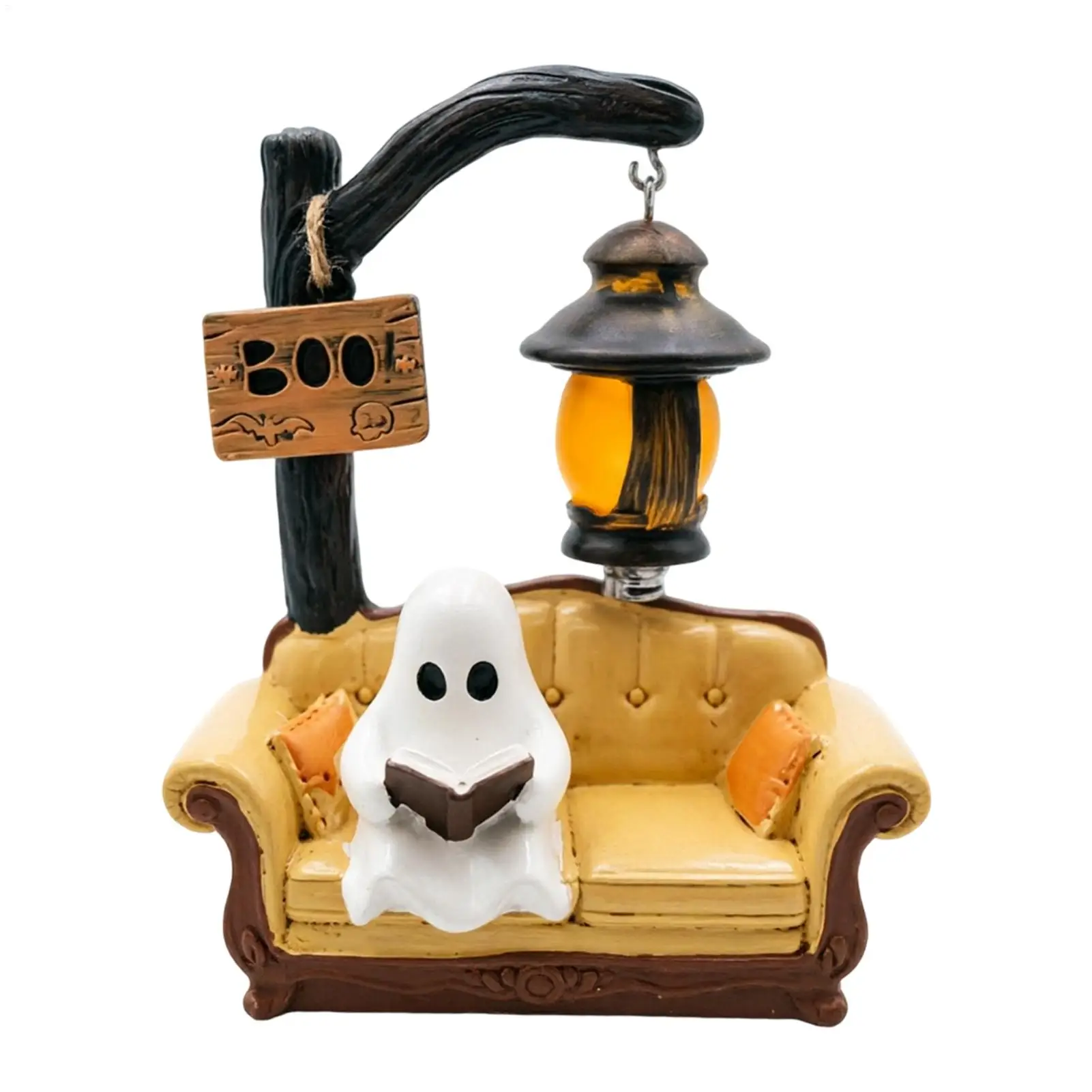1PC Cute Ghost Reading Light 3D Resin Ghost Desktop Night Light Ornament Warm And Glowing Halloween Home Interior Decor
