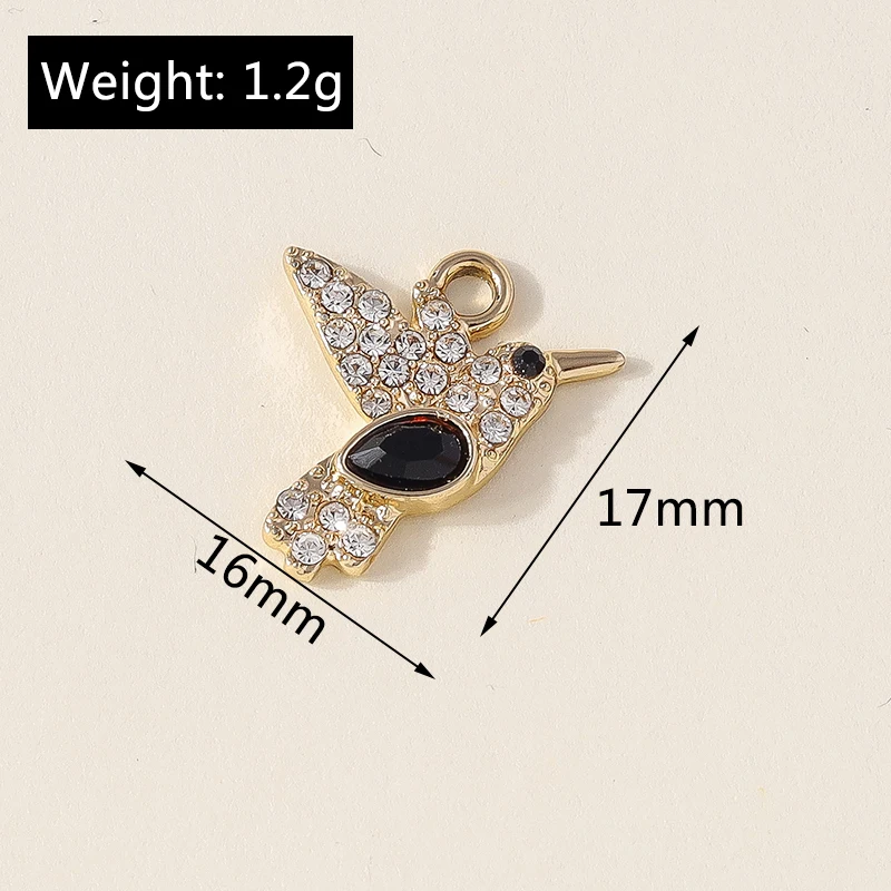 10pcs Glorious Crystal Hummingbird Charms for DIY Jewellery Making