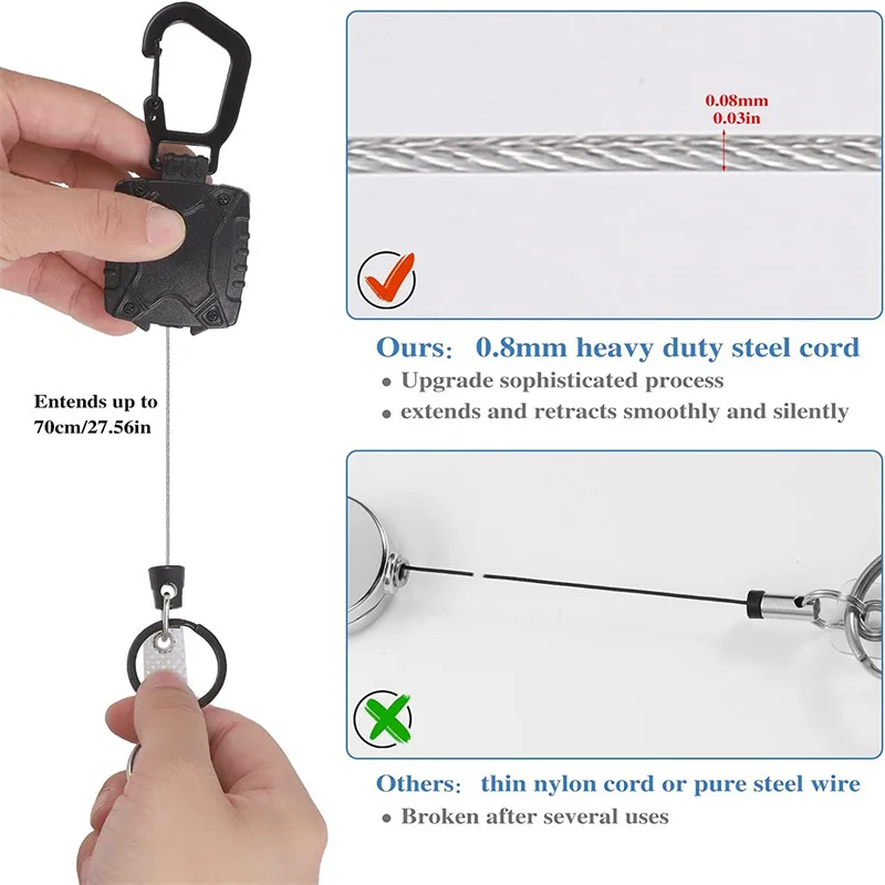 Transparent Vertical Dual Card Holder Black Heavy Duty Outdoor Keychain Hook Buckle Id Badge Holder Lanyard