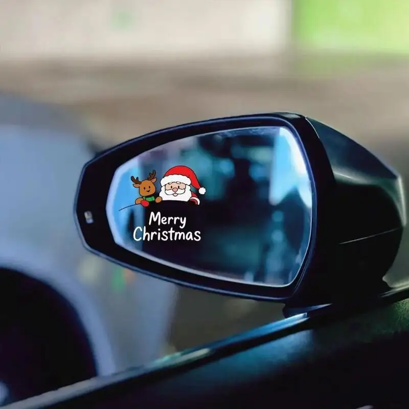 

Christmas Stickers Car Rearview Mirror Reversing Mirror Decoration Merry Christmas Stickers Cartoon Santa Claus Holiday Gift