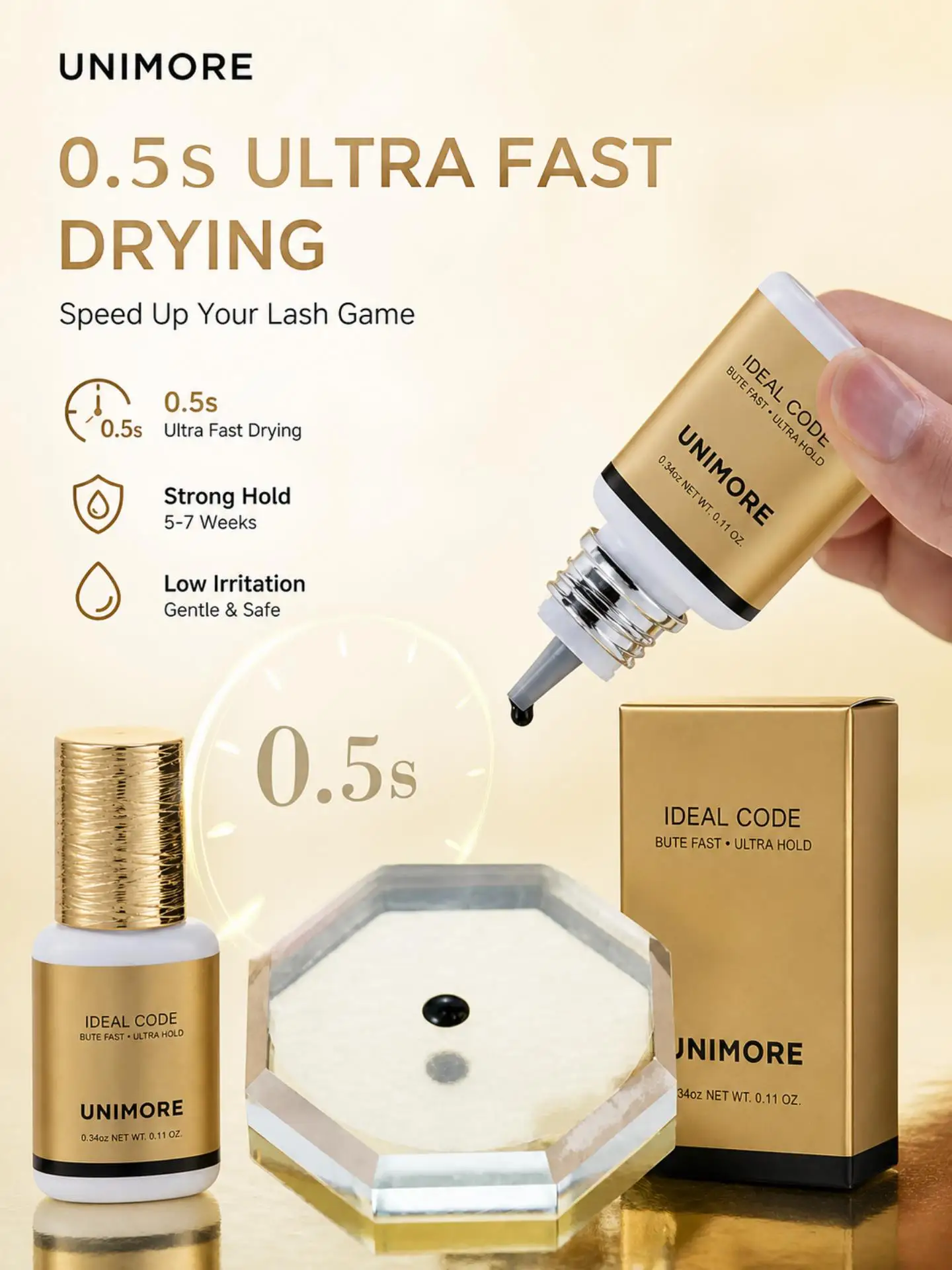 5ml 0.5-1 Seconds Quick Dry Low Odor Sensitive Adhesive Long Lasting Waterproof Professional Eyelash Glue Cosmetic Tools Unimore
