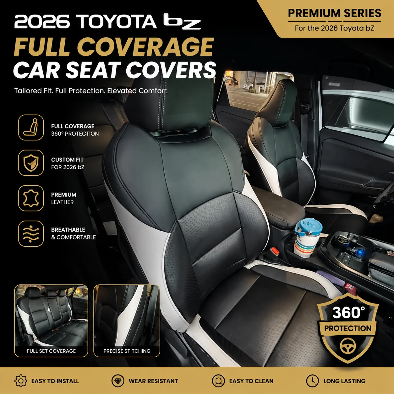 Full Set Car Seat Covers for Toyota bZ4X 2022 2023 2024 2025 2026 - Custom Fit for XLE & Limited, Front & Rear