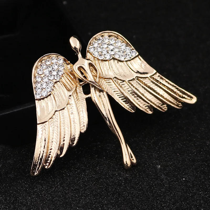 Exquisite Angel Wings Goddess Brooch Men's and Women's Suit Dress Badge Pin Prom Party Clothing Accessories