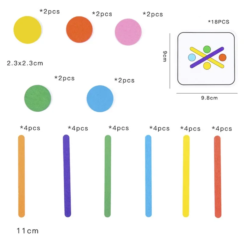 Montessori de madeira das crianças arco-íris vara pensando quebra-cabeça diy vara desafio jogos de mesa brinquedos educativos
