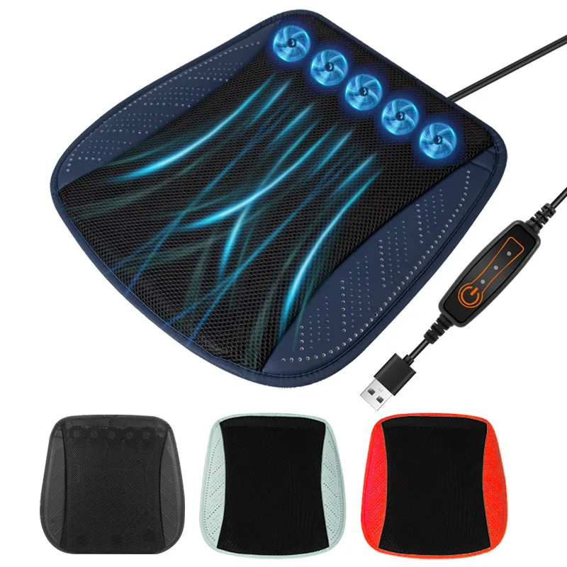 Universal Summer Car Seat Summer Cool Air Seat Cushion With USB Fan Fast Blowing Ventilation Seat Cooling Refrigerated Car Seat