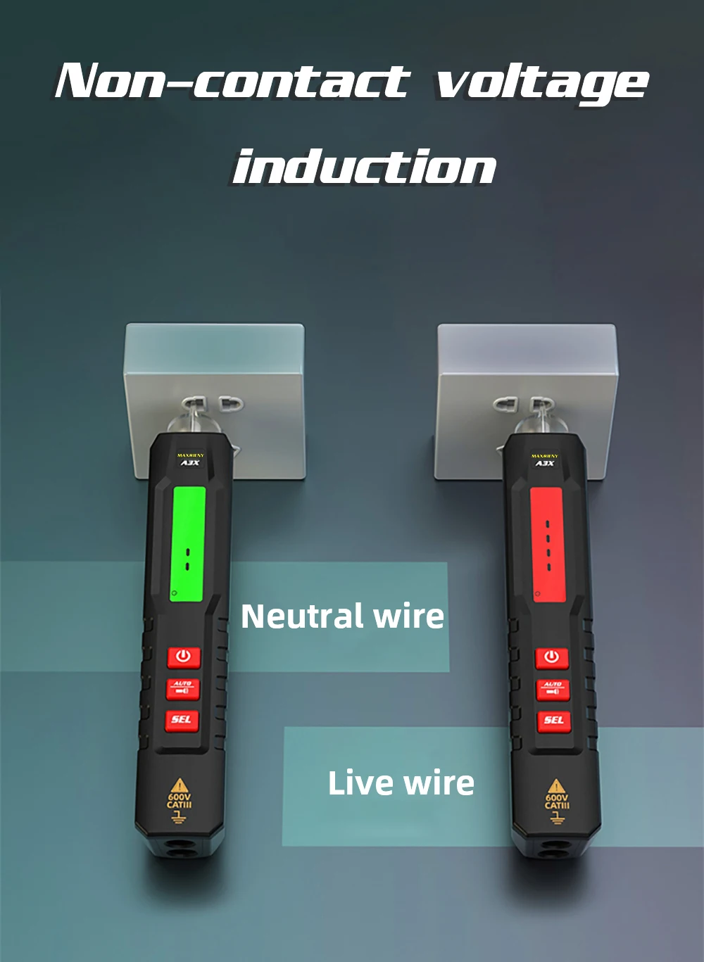 medidor de voltagem digital, sem contato Live Wire Test, Multímetro eletricista, Indicador Caneta Elétrica, DC, AC ,Breakpoint,detector de tensão