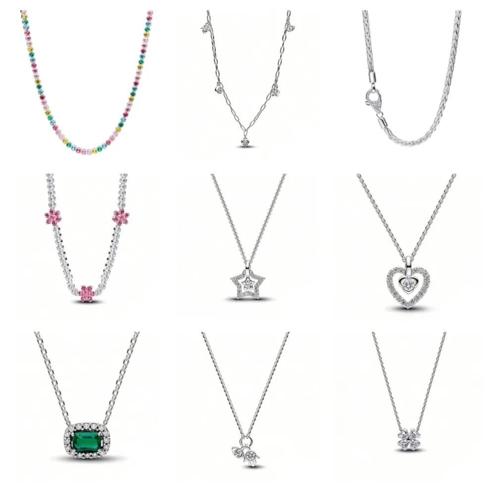 2026 new hot selling 925 sterling silver rainbow tennis necklace for women DIY fashion boutique wedding party jewelry gifts
